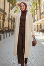 Long Knitted Cardigan With Pockets | Beige – NEOMODEST product image 1