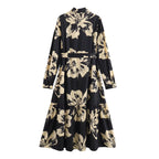 Long Sleeve Waist-controlled Breasted Shirt Dress