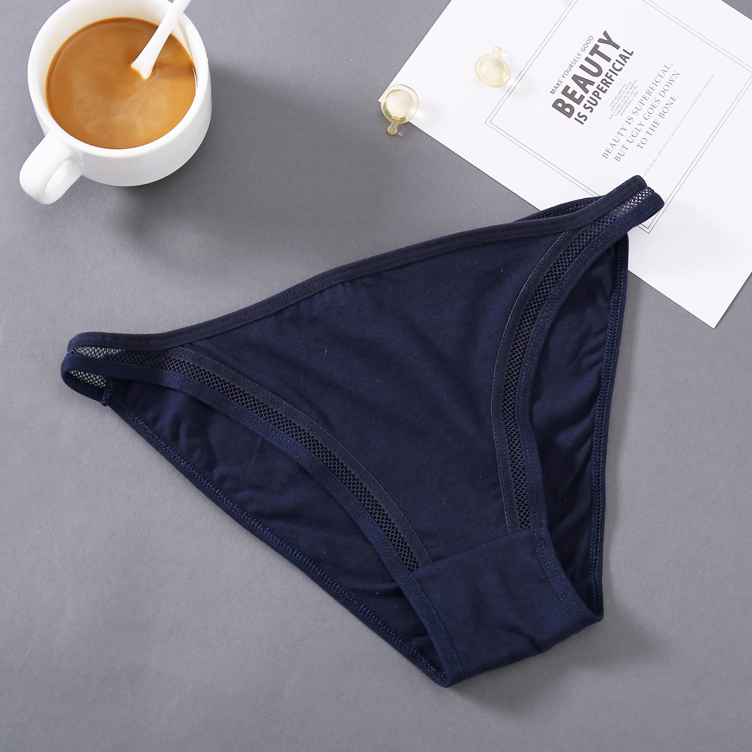 Low Waist Comfortable Panties Women’s Cute Underwear - Navy Blue / L