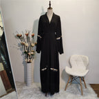 Luxury Fringed Abaya Islamic Clothing Modest Fashion - Black / L - Abaya