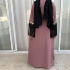 Luxury Fringed Abaya Islamic Clothing Modest Fashion - Pink / L - Abaya