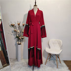 Luxury Fringed Abaya Islamic Clothing Modest Fashion - Red / L - Abaya