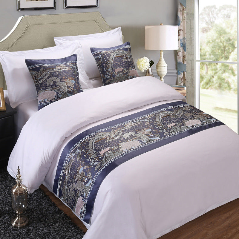 Luxury Hotel Bed Runner Mat with Pillow Covers - Hotel bed runner mat with pillow covers