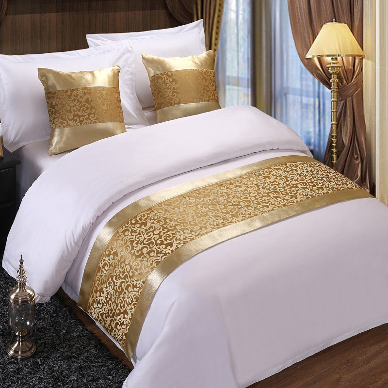 Luxury Hotel Bed Runner Mat with Pillow Covers - Hotel bed runner mat with pillow covers