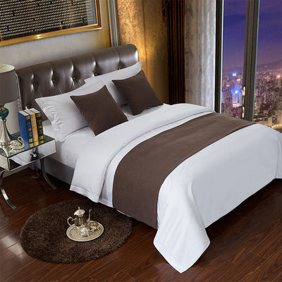 Luxury Hotel Bed Runner Mat with Pillow Covers - Brown Hemp / 50x180cm - Hotel bed runner mat with pillow covers