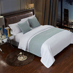 Luxury Hotel Bed Runner Mat with Pillow Covers - Gray Hemp / 50x180cm - Hotel bed runner mat with pillow covers