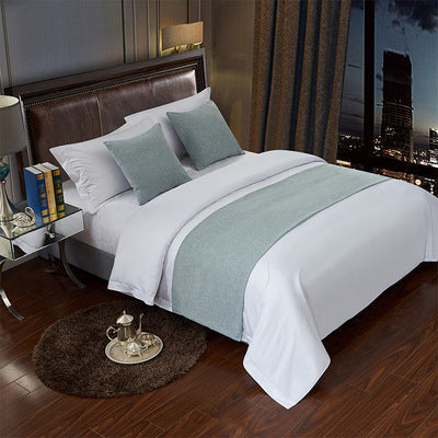 Luxury Hotel Bed Runner Mat with Pillow Covers - Gray Hemp / 50x180cm - Hotel bed runner mat with pillow covers