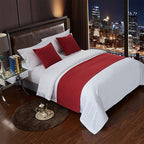 Luxury Hotel Bed Runner Mat with Pillow Covers - Red Hemp / 50x180cm - Hotel bed runner mat with pillow covers