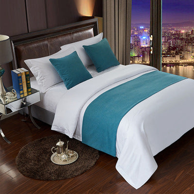 Luxury Hotel Bed Runner Mat with Pillow Covers - Sky Blue Hemp / 50x180cm - Hotel bed runner mat with pillow covers