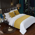 Luxury Hotel Bed Runner Mat with Pillow Covers - Yellow Hemp / 50x180cm - Hotel bed runner mat with pillow covers