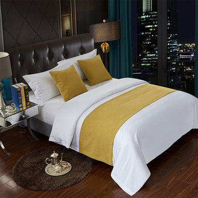 Luxury Hotel Bed Runner Mat with Pillow Covers - Yellow Hemp / 50x180cm - Hotel bed runner mat with pillow covers
