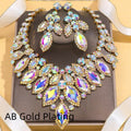 Luxury Leaf Necklace Suit - AB Gold Plating - Necklace set