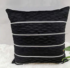 Luxury Striped Velvet Cushion Cover - Black