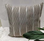 Luxury Striped Velvet Cushion Cover - silver gray