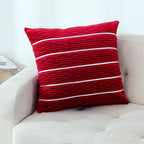Luxury Striped Velvet Cushion Cover - Wine Red