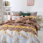 Marble Print Quilt Cover And Pillowcases Three-pieces Duvet Set - F1 / AUD - Duvet cover set