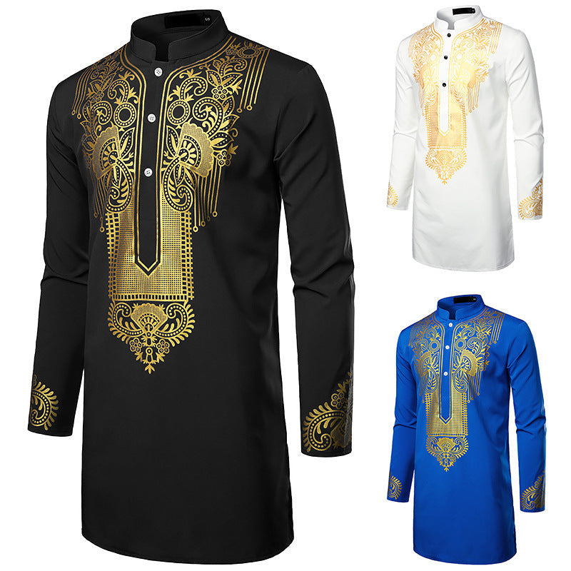 Men’s African Printed Long Shirt - Men’s Robe