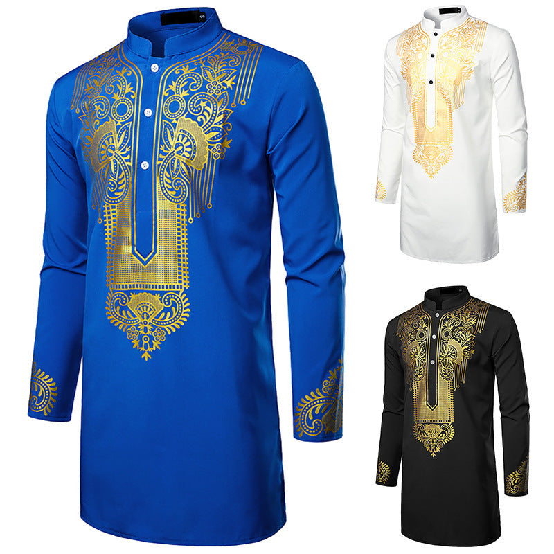 Men’s African Printed Long Shirt - Men’s Robe