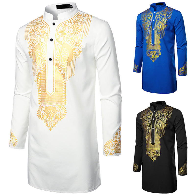Men’s African Printed Long Shirt - Men’s Robe