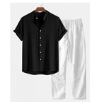 Men’s Casual Short Sleeve Shirt & Pants - LOTXTZ0033 4 / 2XL - Men’s Casual Suit