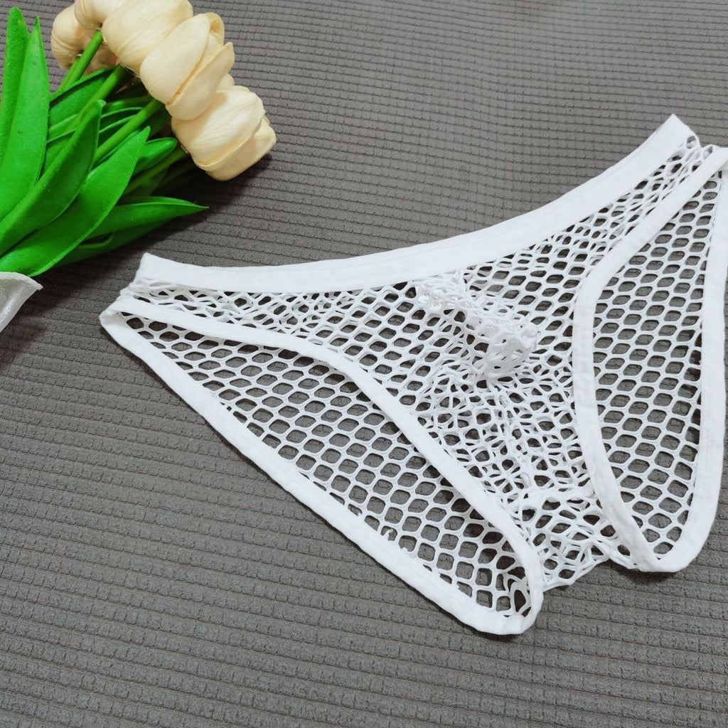 Men’s Fishnet Briefs - White / L - Men’s Briefs