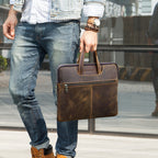 Men’s Retro Horse Leather Laptop Bag - Brown / 16inches - Laptop bag