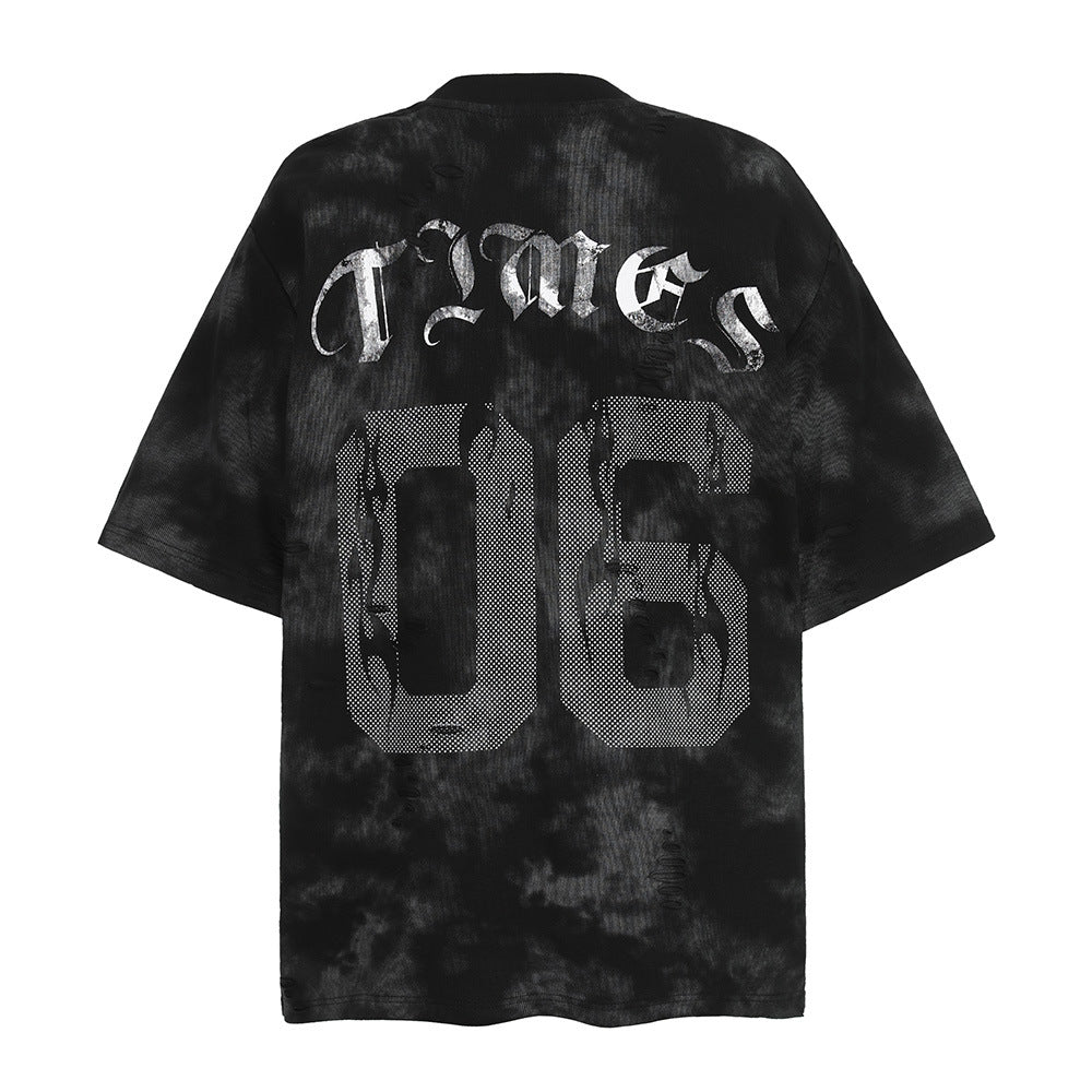 Men's Tie-dyed Letter Print Short-sleeved T-shirt - neomodest