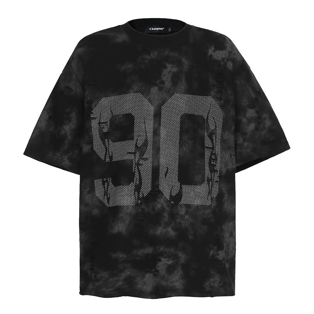 Men's Tie-dyed Letter Print Short-sleeved T-shirt - neomodest