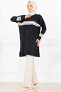 Mercerized Tunic With Stripe Detail | Black – NEOMODEST, image 1