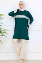 Mercerized Tunic With Stripe Detail | Petroleum Blue – NEOMODEST, image 1