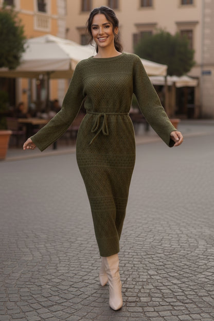 Mesh Knitted Dress With Diamond Pattern – NEOMODEST product image 1
