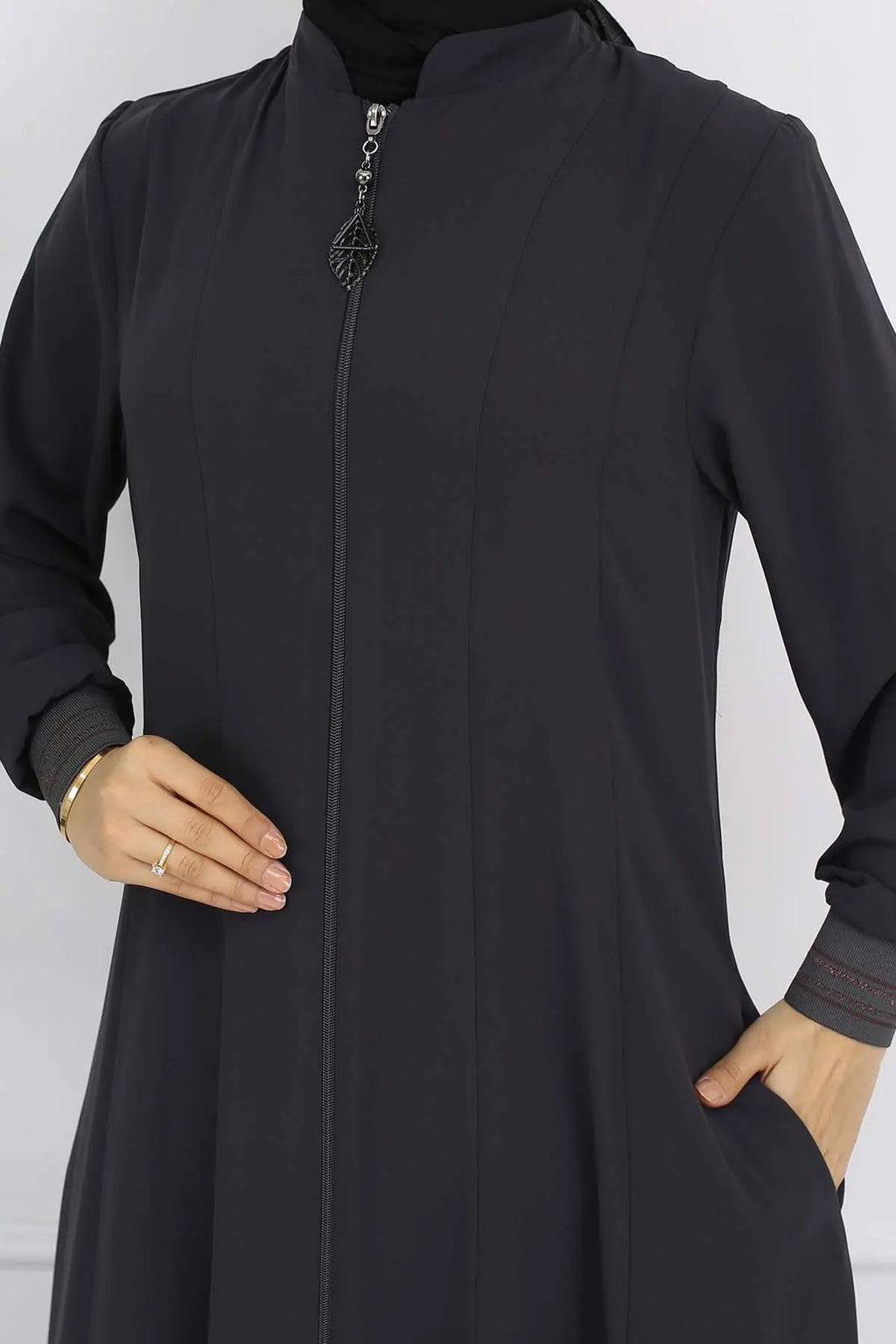 Mevlana Abaya With Elastic Sleeves – Antrasit