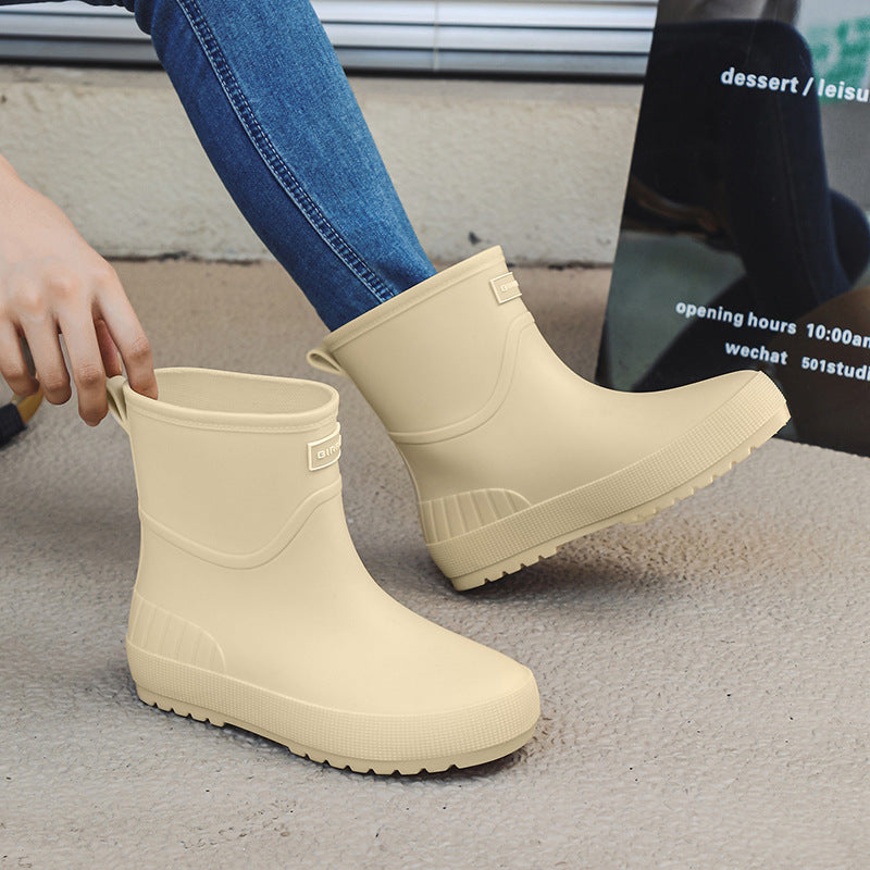 Mid-calf Women’s Stylish Water Shoes Outdoor Non-slip Adult Rain Boots - Beige / 36 - Women’s rainboots