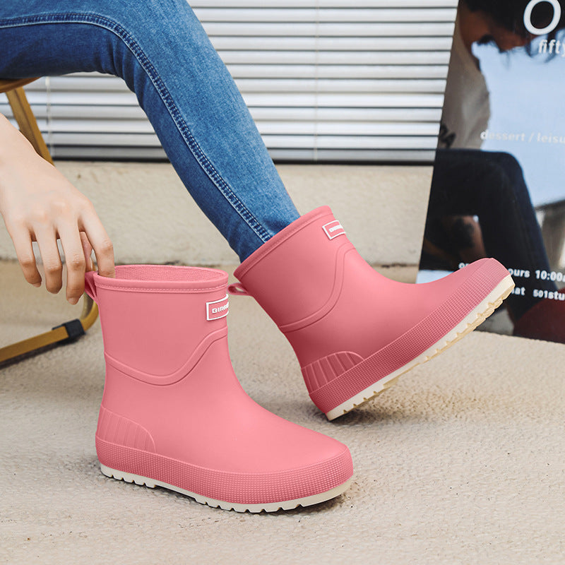 Mid-calf Women’s Stylish Water Shoes Outdoor Non-slip Adult Rain Boots - Pink / 36 - Women’s rainboots