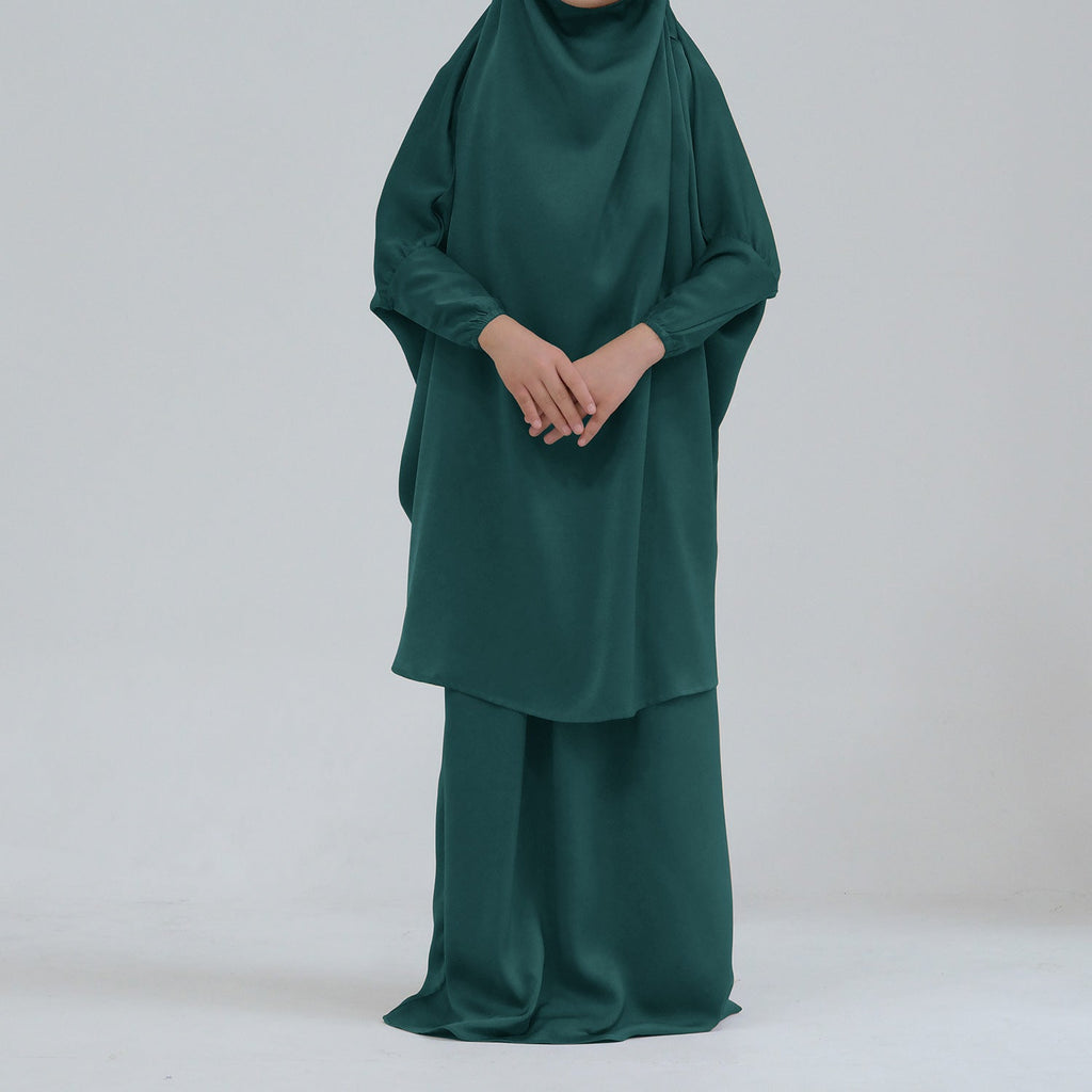 Middle Eastern Big Swing Solid Colour Children’s Prayer Dress Kids’ Abaya Set Girls’ Prayer Dress - Children’s Prayer