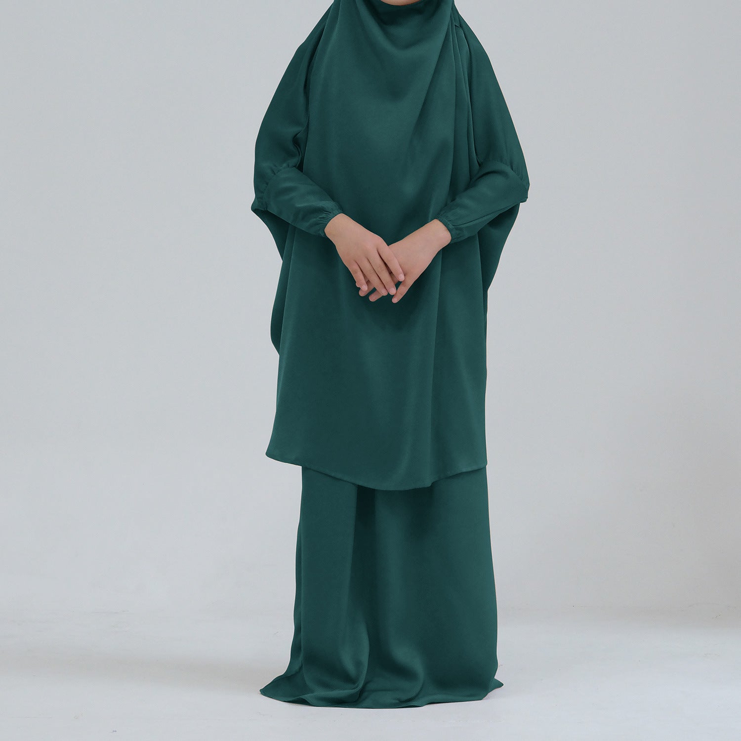 Middle Eastern Big Swing Solid Colour Children’s Prayer Dress Kids’ Abaya Set Girls’ Prayer Dress - Children’s Prayer
