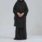 Middle Eastern Big Swing Solid Colour Children’s Prayer Dress Kids’ Abaya Set Girls’ Prayer Dress - BROWN / Code 1