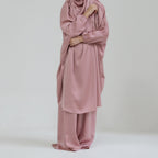 Middle Eastern Big Swing Solid Colour Children’s Prayer Dress Kids’ Abaya Set Girls’ Prayer Dress - Pink / Code 1