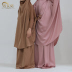 Middle Eastern Big Swing Solid Colour Children’s Prayer Dress Kids’ Abaya Set Girls’ Prayer Dress - Children’s Prayer