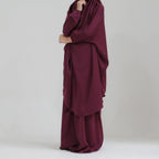 Middle Eastern Big Swing Solid Colour Children’s Prayer Dress Kids’ Abaya Set Girls’ Prayer Dress - Purple / Two yards