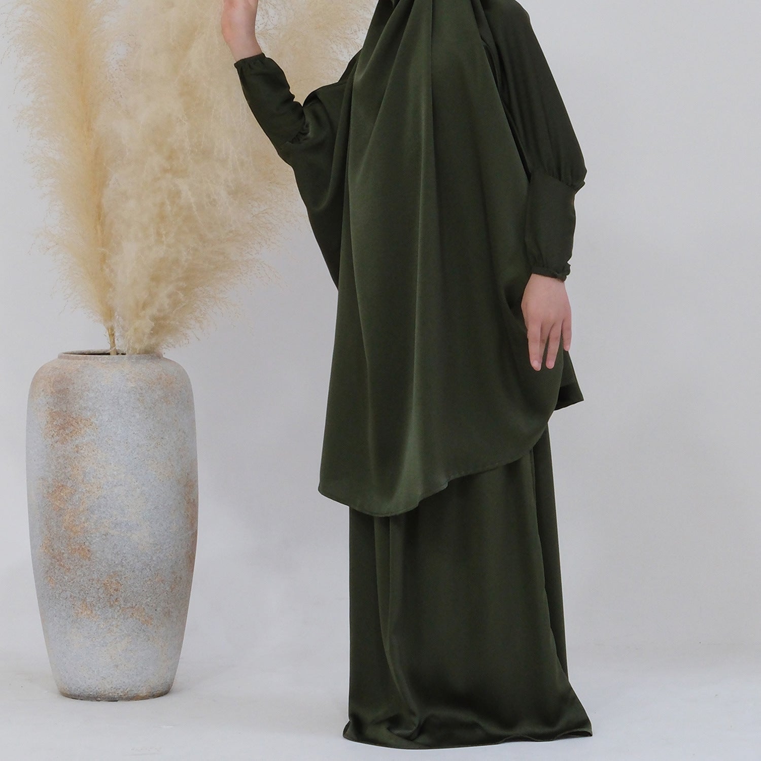 Middle Eastern Big Swing Solid Colour Children’s Prayer Dress Kids’ Abaya Set Girls’ Prayer Dress - Children’s Prayer