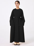 Middle Eastern Girls’ Abaya Robe - Black / 130cm(7-8Y) - Girls’ Abaya Robe