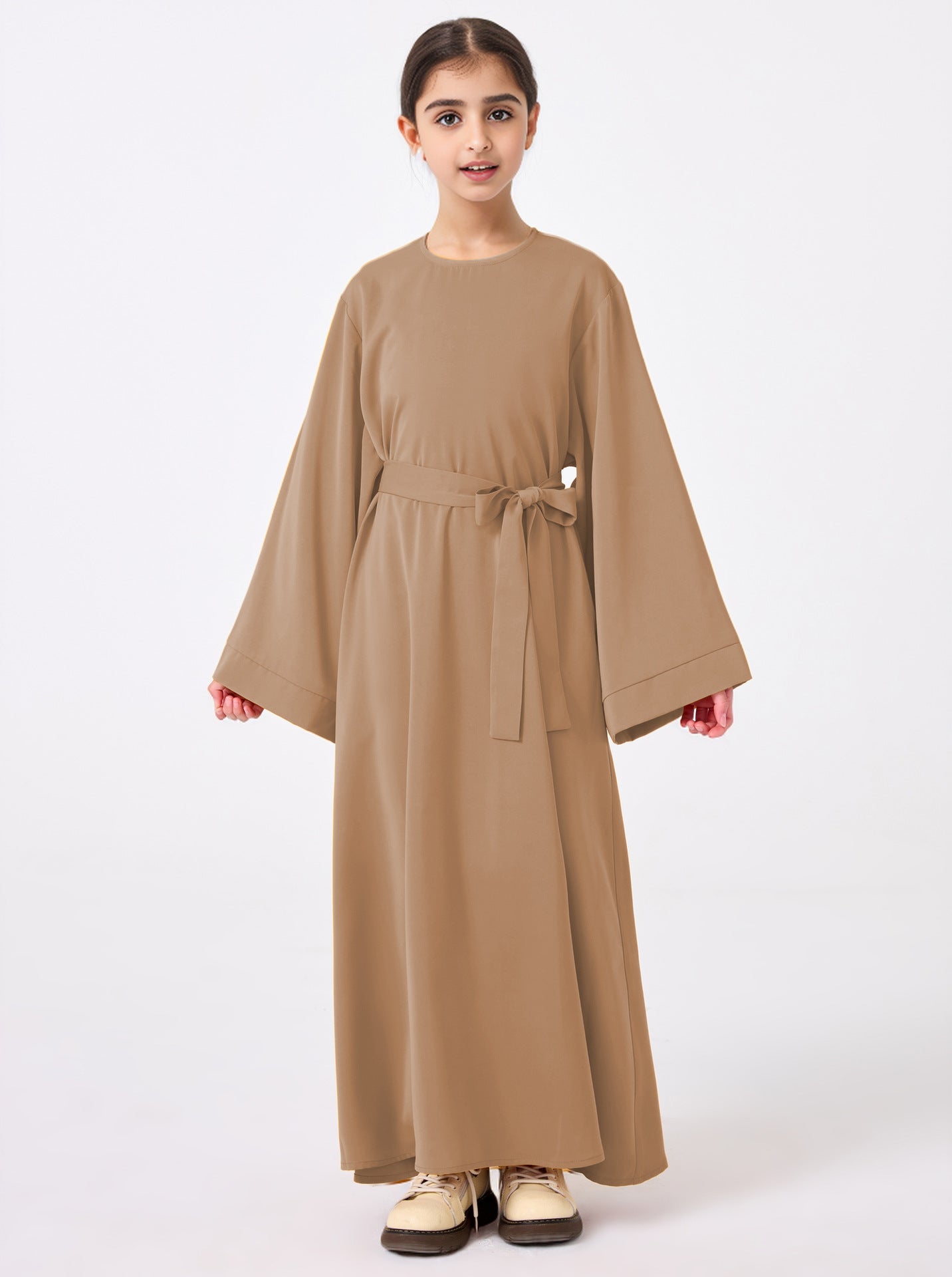 Middle Eastern Girls’ Abaya Robe - khaki / 160cm(13-14Y) - Girls’ Abaya Robe