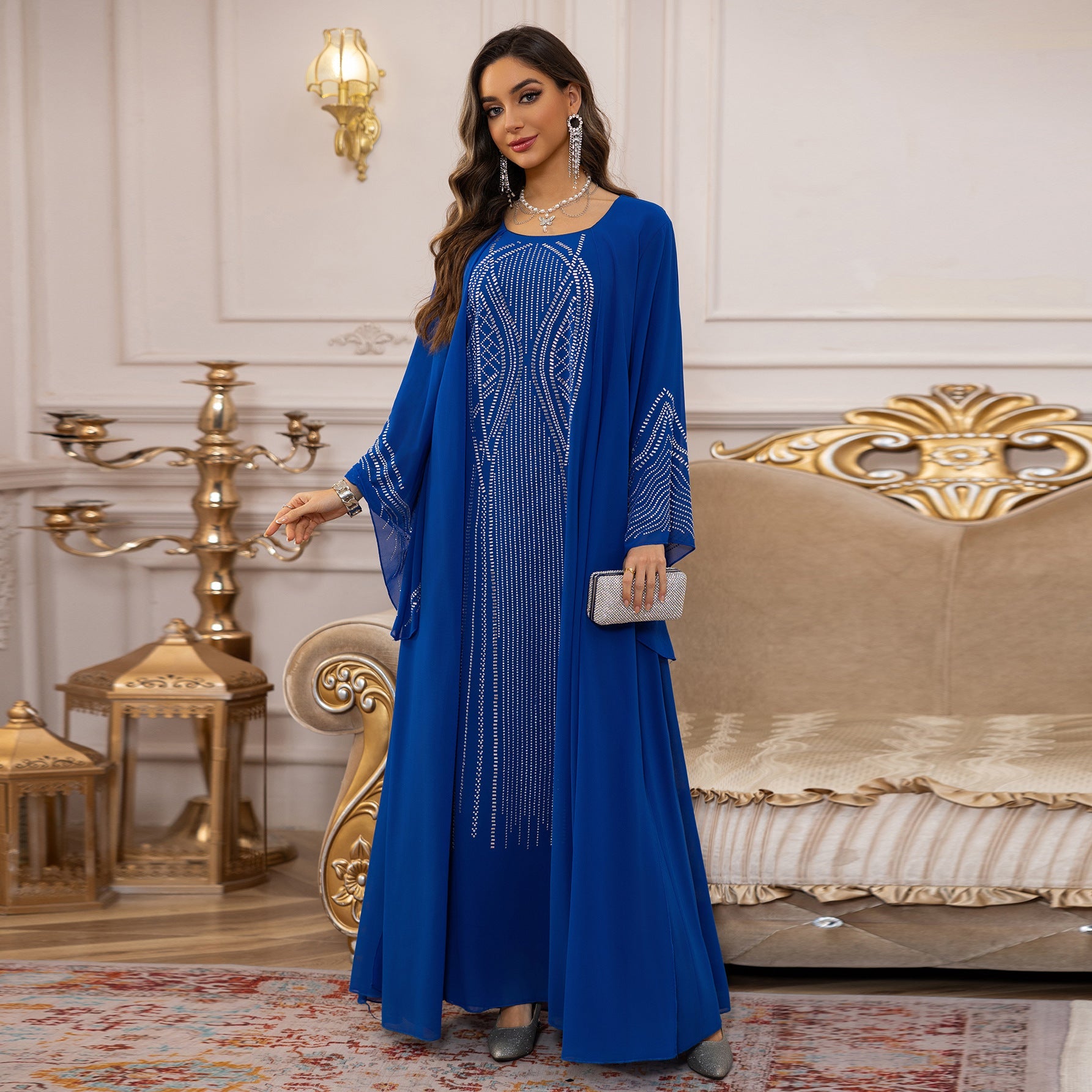 Middle Eastern Long Robe,Women’s Plus Size Evening Dress - Abaya Robe