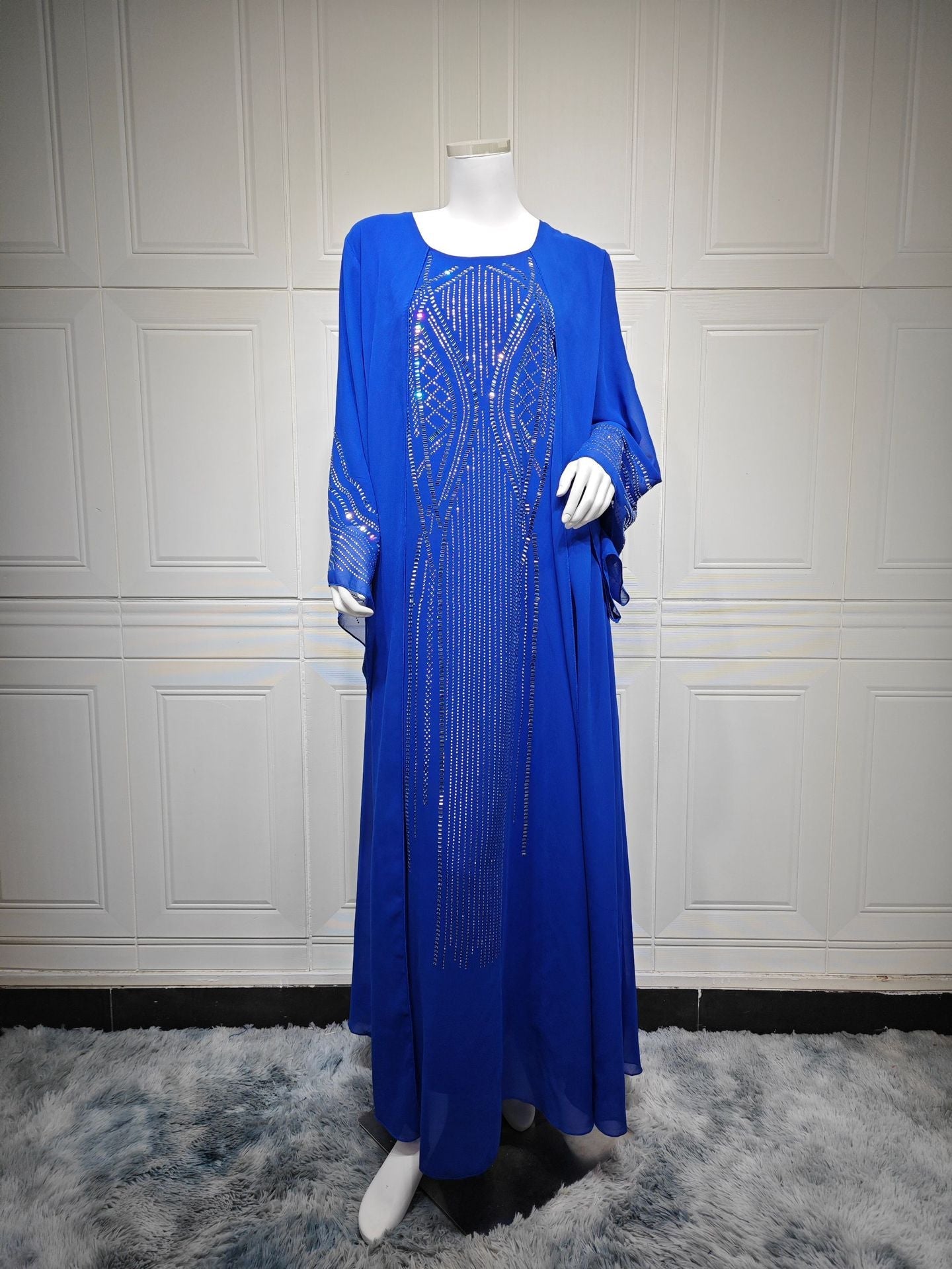 Middle Eastern Long Robe,Women’s Plus Size Evening Dress - Blue / L - Abaya Robe