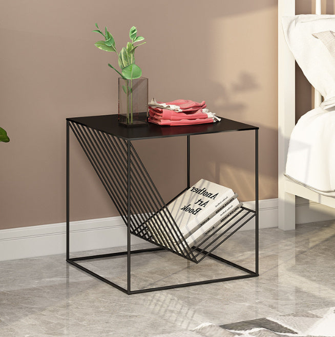 Minimalist Iron Art Sofa Side Table Corner Bedside Table - 40 X40x45 Black - Living room table