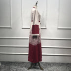 Muslim Women’s Abaya Dress Summer Long Abaya Tunic Arabian Red Robe - Abaya