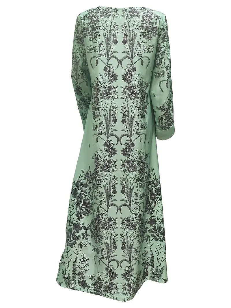 Muslim Women’s Printed Robe - Abaya dress