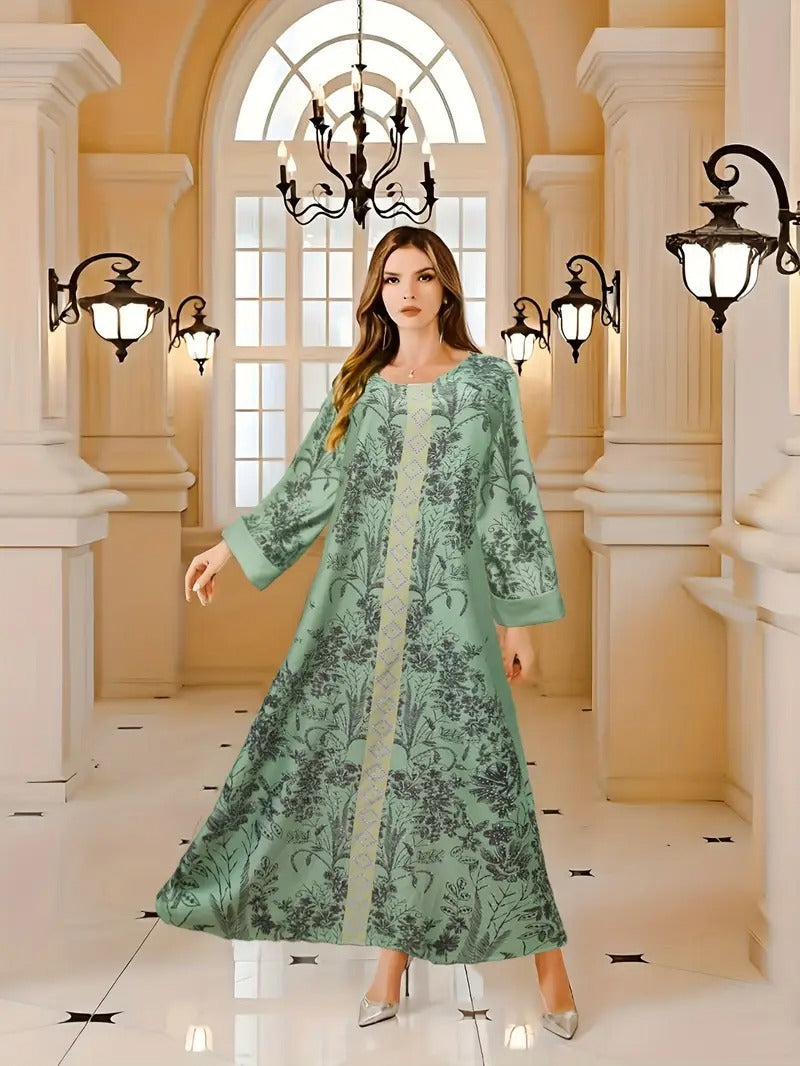 Muslim Women’s Printed Robe - Abaya dress
