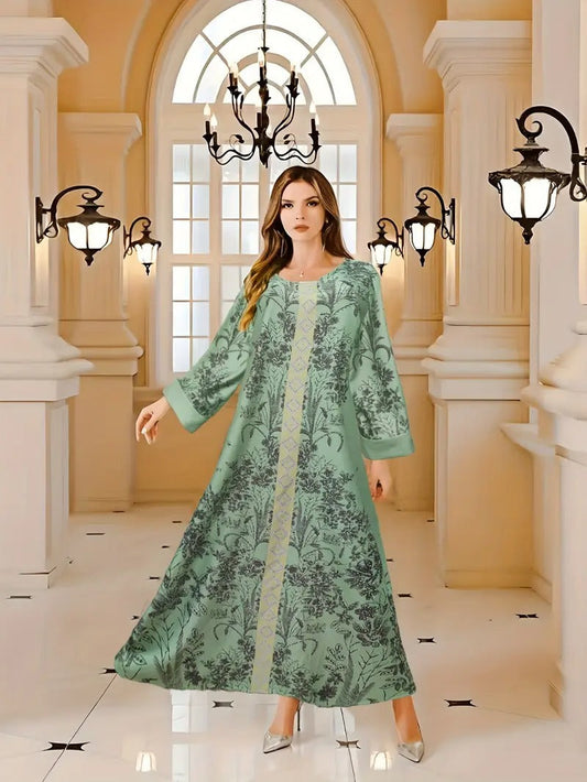 Muslim Women’s Printed Robe - Abaya dress